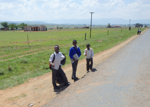 Kids walking to school.